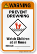 Prevent Drowning Watch Children Sign