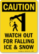 Watch Out For Falling Ice Snow Caution Sign