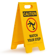 Caution Watch Your Step W/Graphic Fold Ups® Floor Sign
