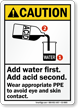 Add Water First, Acid Second, Wear PPE Sign