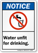 Water Unfit for Drinking ANSI Notice Sign