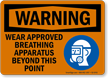 Wear Approved Breathing Apparatus Beyond Point Sign