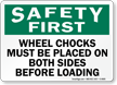 Safety Wheel Chocks Loading Sign
