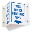 Work Surface Disinfecting Wipes Projecting Sign