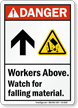 Workers Above Watch For Falling Material ANSI Danger Sign