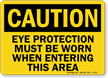 Eye Protection Must Be Worn When Entering Sign