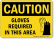Caution: Gloves Must Be Worn Sign