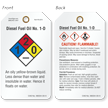 Diesel Fuel Oil No. 1 D GHS and NFPA Tag