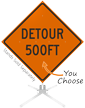 Detour 500 Feet and 1000 Feet Roll Up Sign