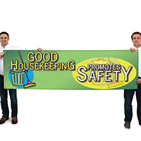 Safety promotion banner for warehouses