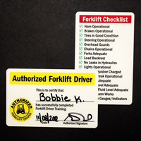 Self Laminating Forklift Certification Wallet Card