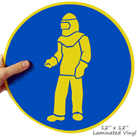 Wear Yellow Protective Clothing Military Hazard Symbol Labels