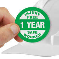 Hard Hat Sticker: 1 Year Injury-Free Worker