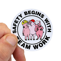 Safety Begins With Team Work Hard Hat Labels