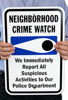 Neighborhood Crime Watch Signs (with crime watch symbol)