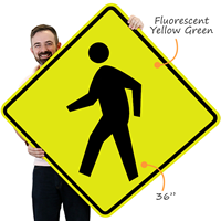 Large pedestrian crossing symbol sign