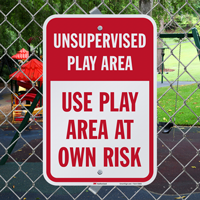 Playground Sign for Unsupervised Play Area