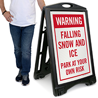 Falling Snow and Ice Warning Sign