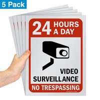 24 hours a day video surveillance sign pack