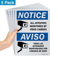 Bilingual Video Camera Monitoring Notice Sign Pack