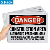 Danger Construction Area Sign Pack