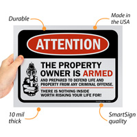 Attention: Property owner is armed sign bundle