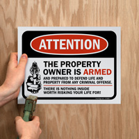 Warning: Armed property owner sign set