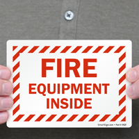 Safety label for fire equipment inside