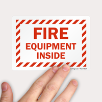 Fire equipment storage label