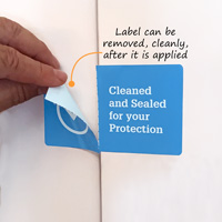 Door seal sticker has removable adhesive