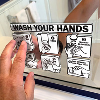 Clear decal with instructions for hand washing