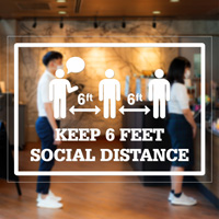 Social Distancing Window Sticker: Maintain 6 Feet Distance