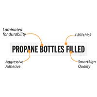 Warning label for filled propane bottle