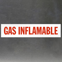 Spanish language flammable gas warning label
