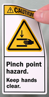 Pinch Point Hazard Keep Hands Clear ANSI Labels