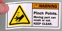 Pinch Points Moving Part Keep Clear Warning Labels