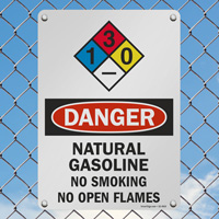 Natural gasoline safety sign