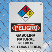 Natural gasoline storage sign meeting NFPA guidelines