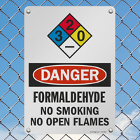 Sign indicating formaldehyde presence