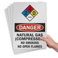 Safety sign indicating compressed natural gas presence
