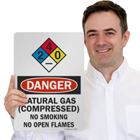 Compressed natural gas safety sign