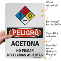 Acetona Hazard Warning
