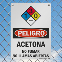 Acetona NFPA Diamond Sign