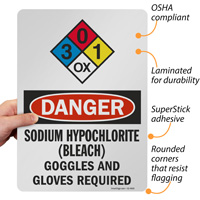 NFPA Sign for Sodium Hypochlorite Bleach