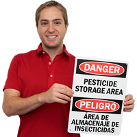 Bilingual OSHA Danger Pesticide Storage Area Signs