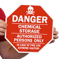 Danger: Chemical Storage, Authorized Persons only Signs