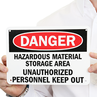 Danger Hazardous Material Area Authorized Personnel Sign