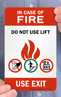 In Case Of Fire Do Not Use Lift Sign