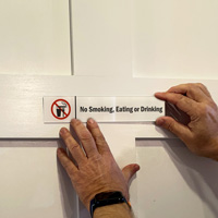 No Smoking, Eating Or Drinking Sign on a Door