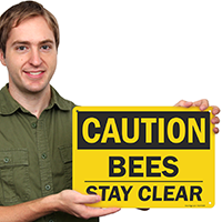 Bee Warning Sign: Stay Clear